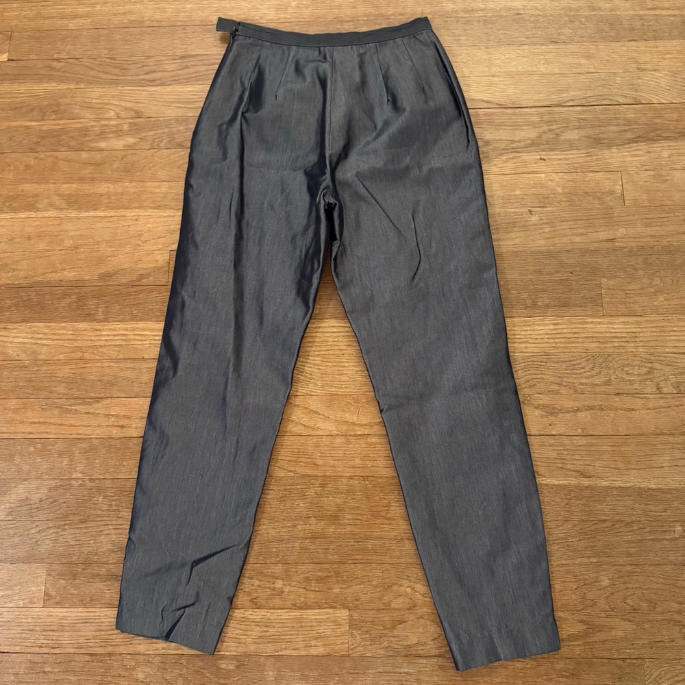 Oscar metallic gray dressy high-rise straight leg pants size 4
 b30 - Picture 4 of 4